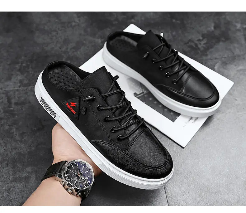Men’s Summer Wear Breathable Deodorant Slip-on Lofter Half Slippers Casual Sports Heel-free Fashion Shoes