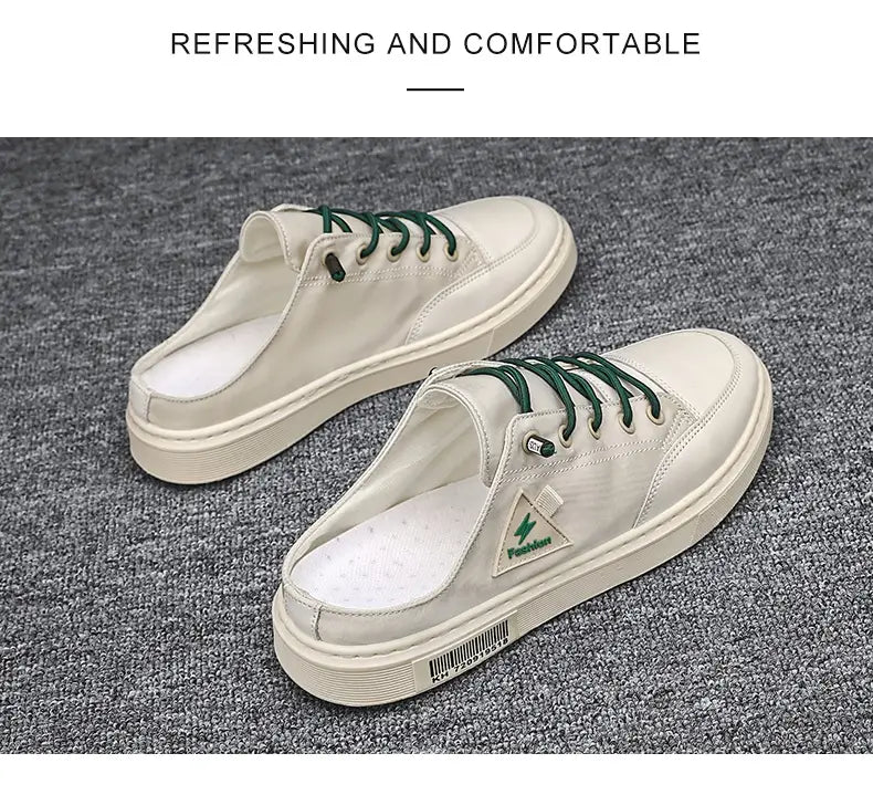 Men’s Summer Wear Breathable Deodorant Slip-on Lofter Half Slippers Casual Sports Heel-free Fashion Shoes