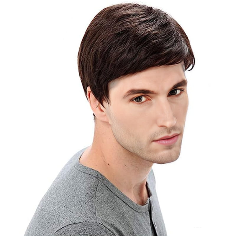 Wig Men’s Side Bangs Short Straight Hair Chemical Fiber Full-head Wig