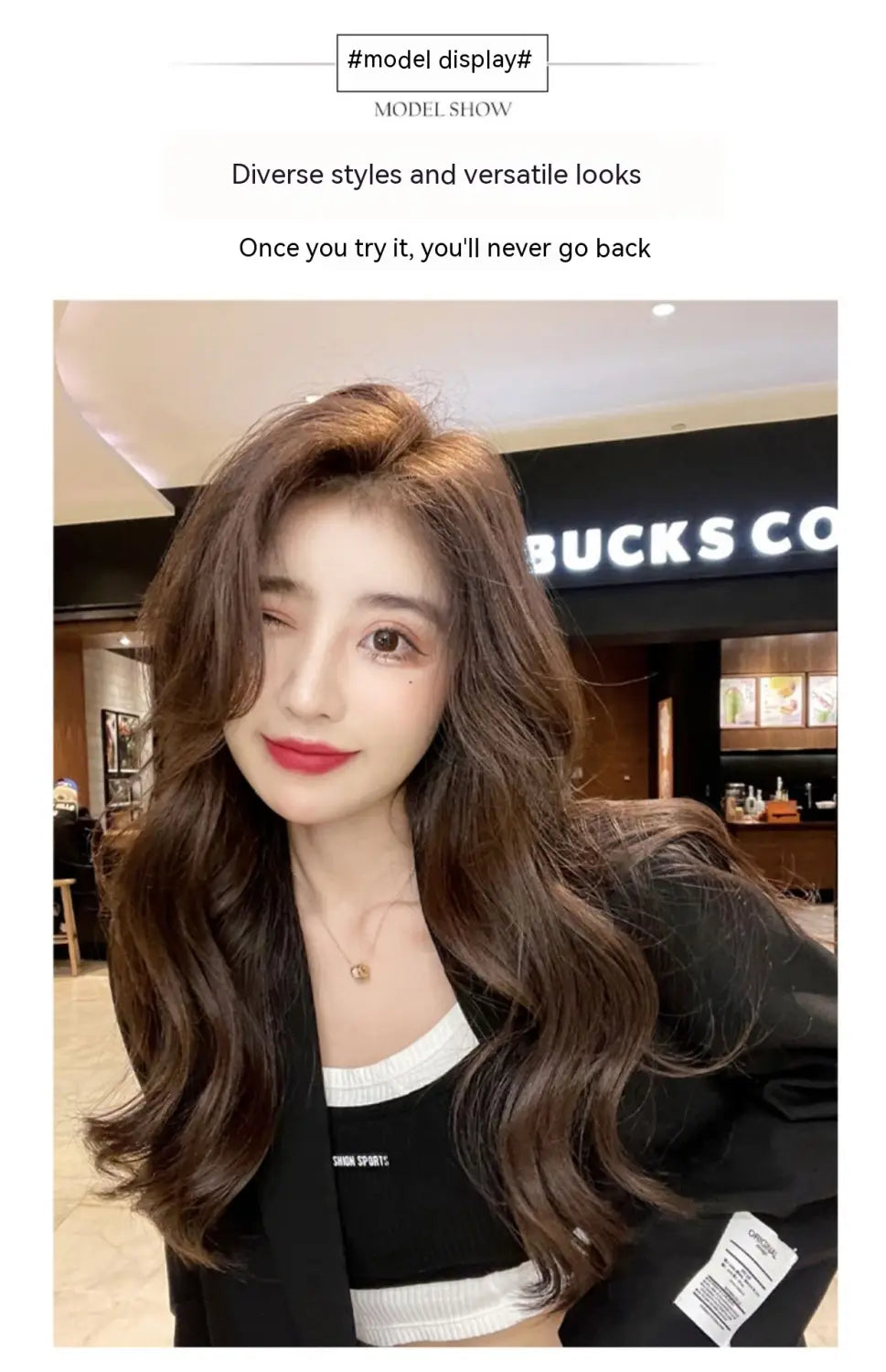 Women’s Wig Seamless Artificial Hair Full-head Wig Long Curly Hair