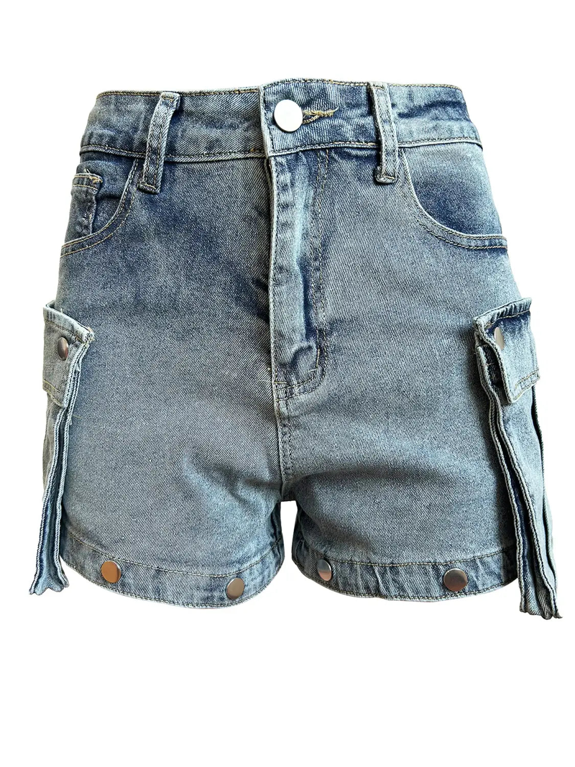 Women’s Detachable Hanging Bag And Pants Stretch Denim Wear Shorts Trousers