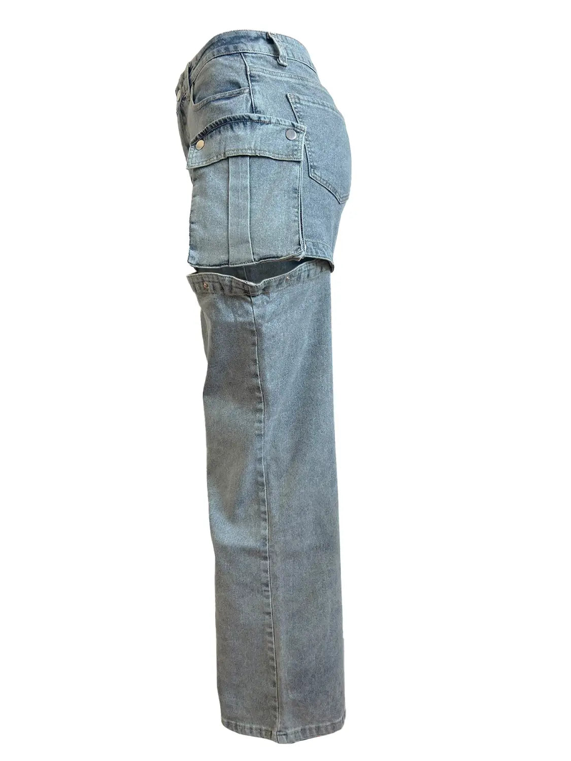 Women’s Detachable Hanging Bag And Pants Stretch Denim Wear Shorts Trousers