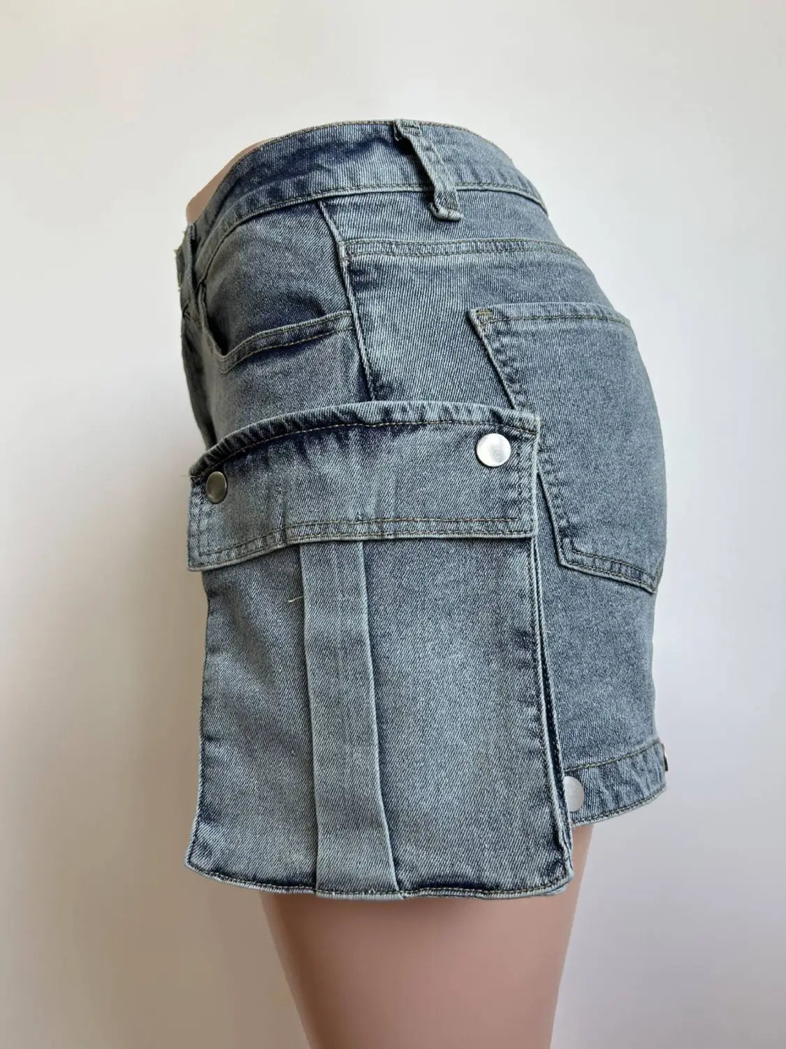 Women’s Detachable Hanging Bag And Pants Stretch Denim Wear Shorts Trousers