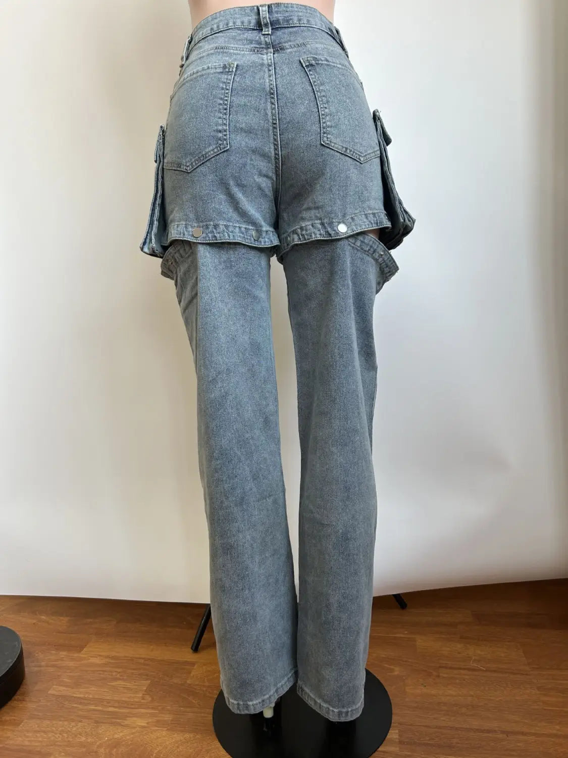 Women’s Detachable Hanging Bag And Pants Stretch Denim Wear Shorts Trousers