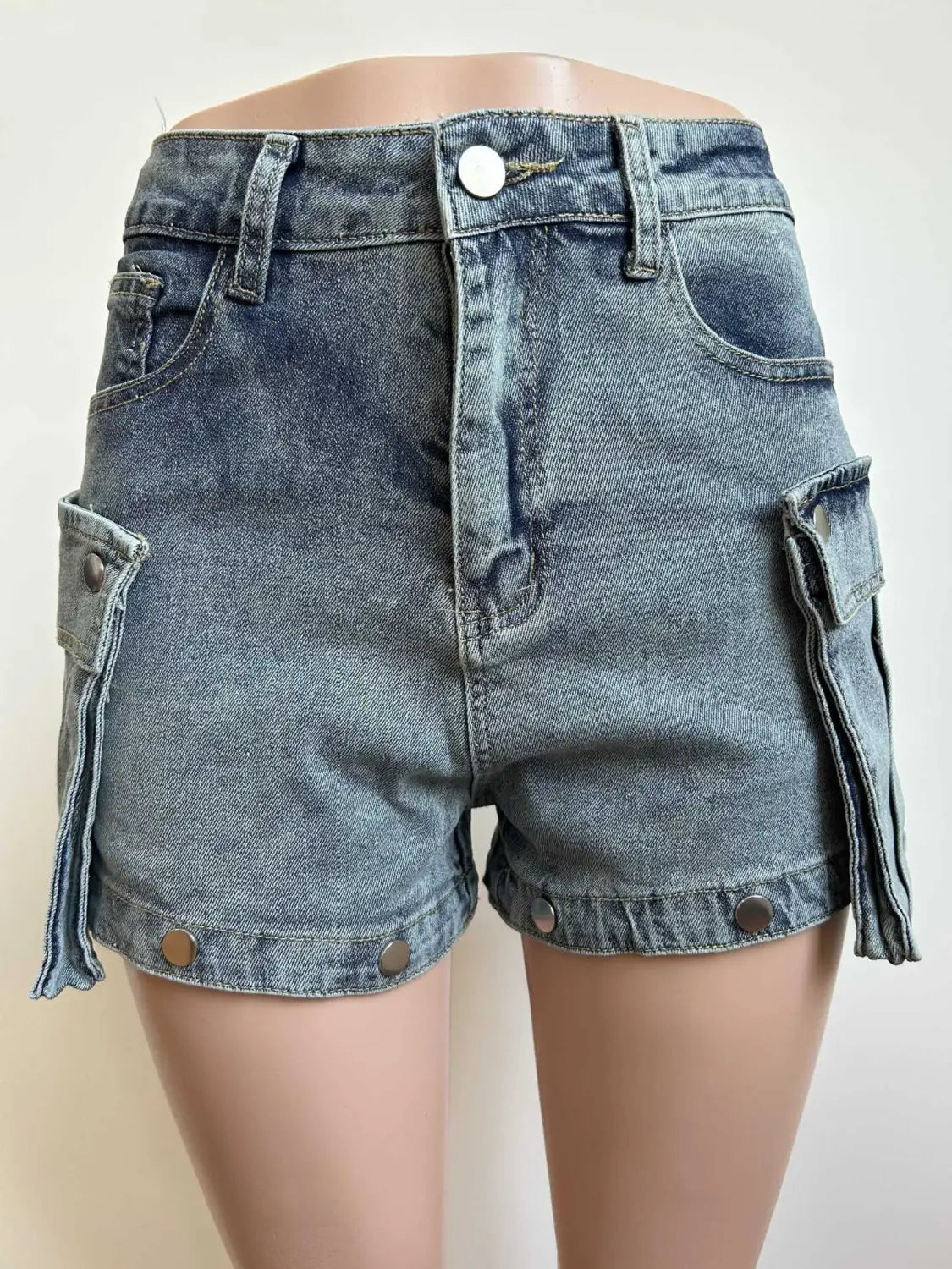 Women’s Detachable Hanging Bag And Pants Stretch Denim Wear Shorts Trousers