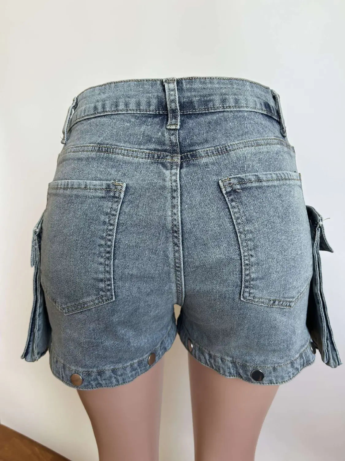 Women’s Detachable Hanging Bag And Pants Stretch Denim Wear Shorts Trousers