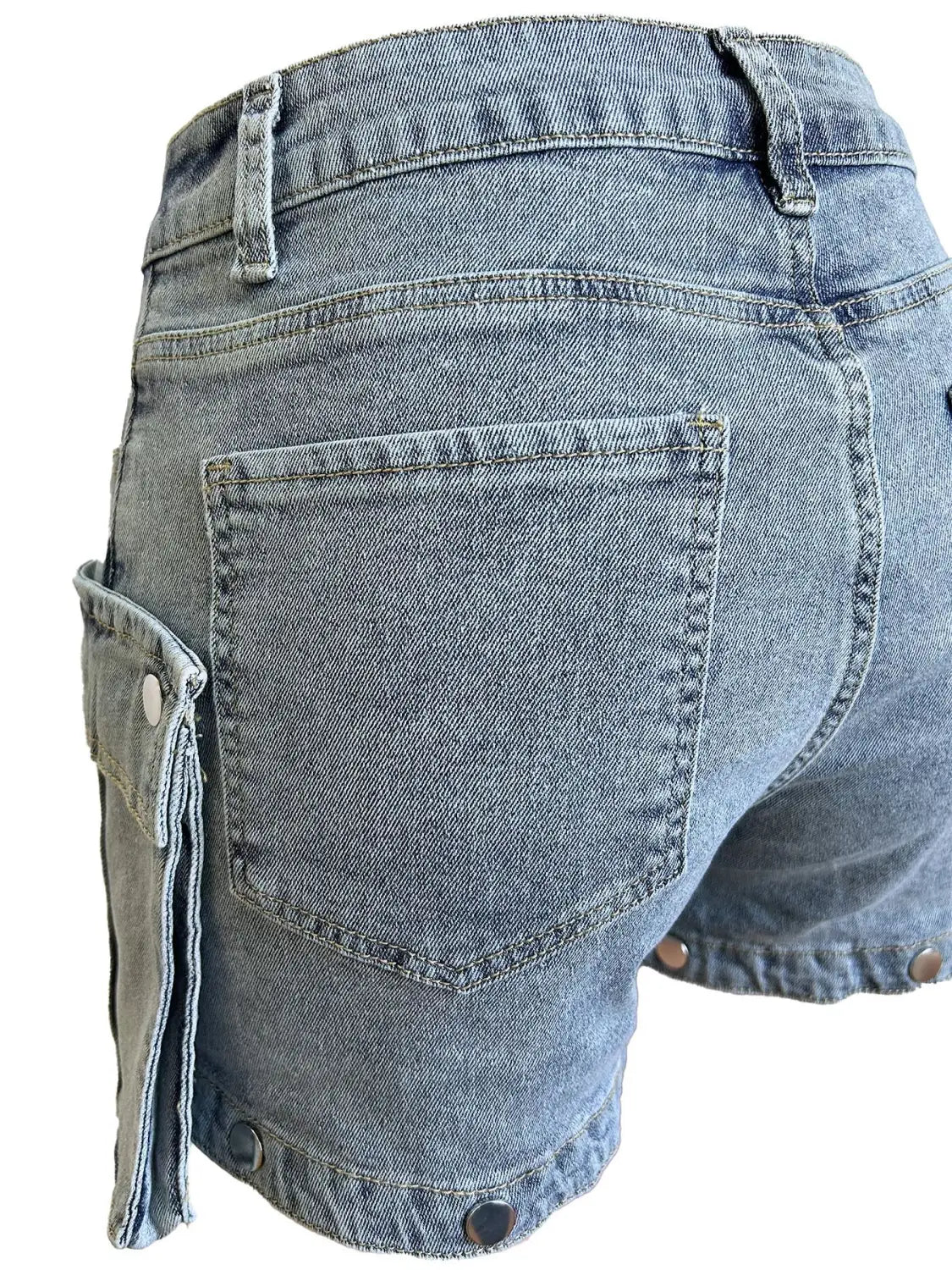 Women’s Detachable Hanging Bag And Pants Stretch Denim Wear Shorts Trousers