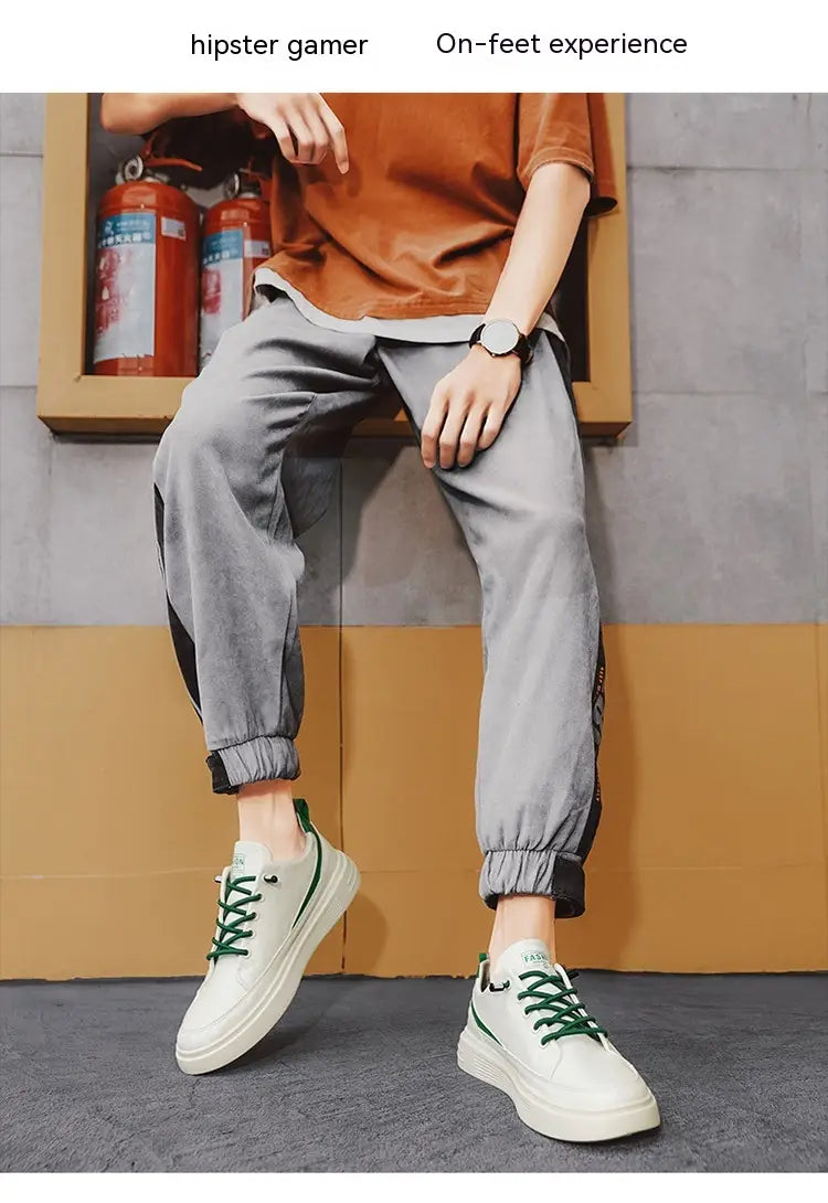 Men’s Spring And Autumn Leather Casual Sneakers