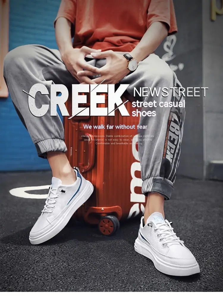 Men’s Spring And Autumn Leather Casual Sneakers