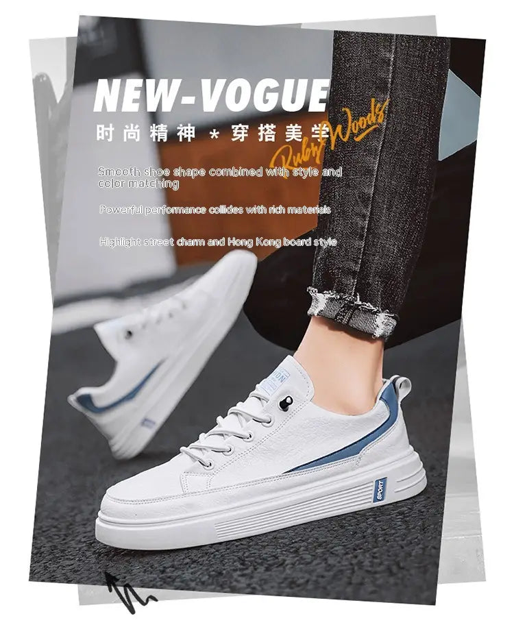 Men’s Spring And Autumn Leather Casual Sneakers
