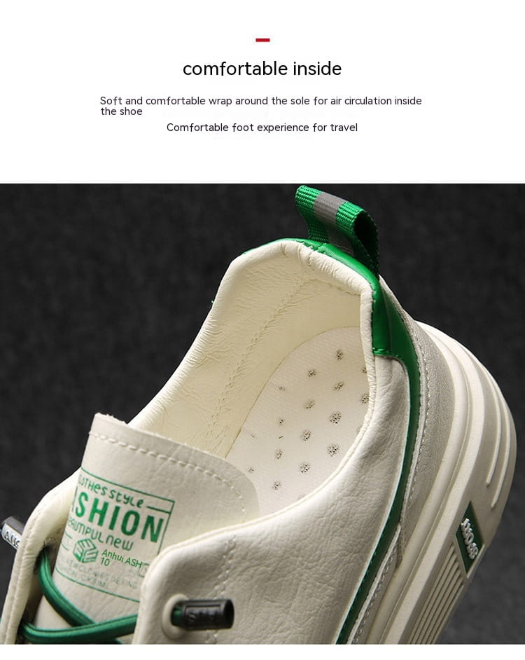 Men’s Spring And Autumn Leather Casual Sneakers