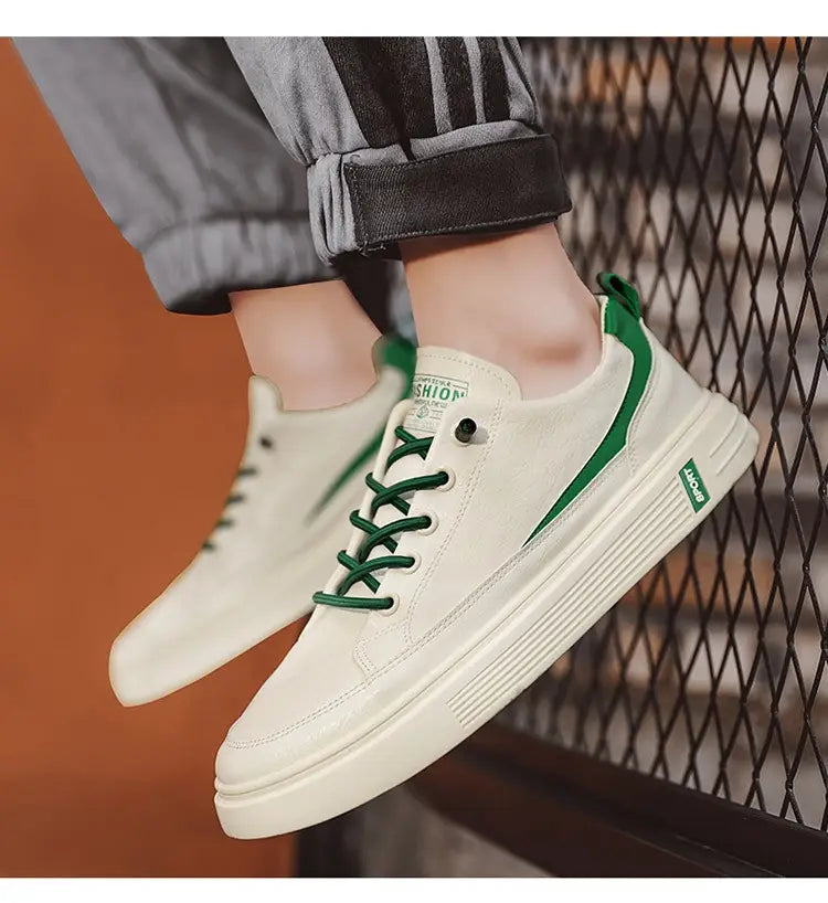 Men’s Spring And Autumn Leather Casual Sneakers
