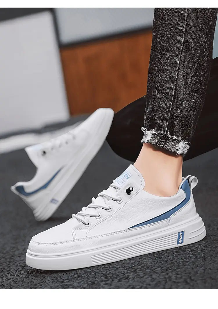 Men’s Spring And Autumn Leather Casual Sneakers