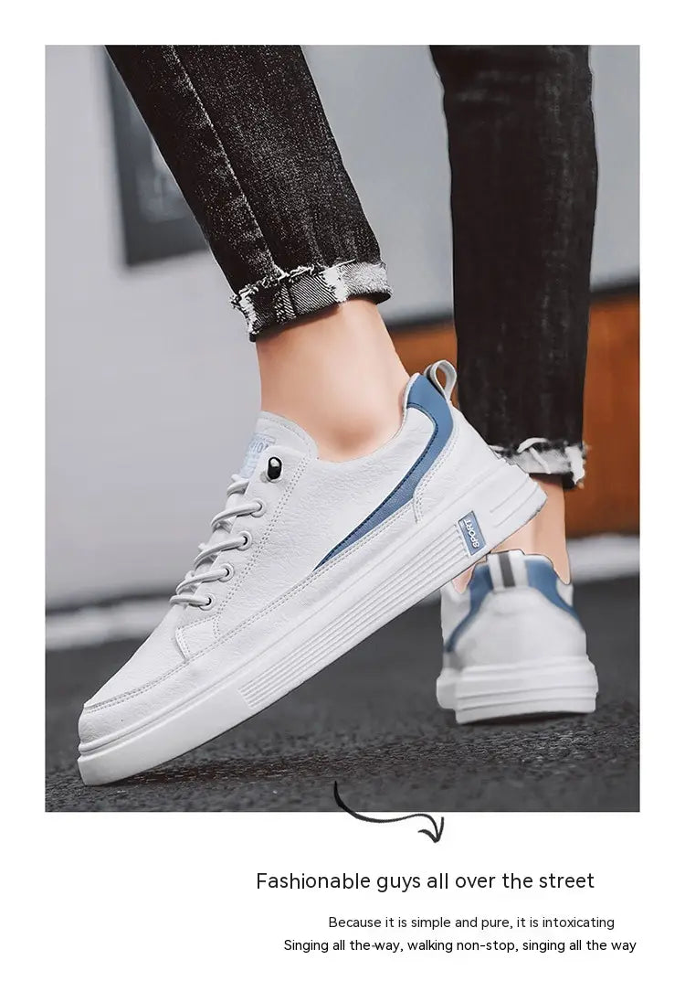 Men’s Spring And Autumn Leather Casual Sneakers