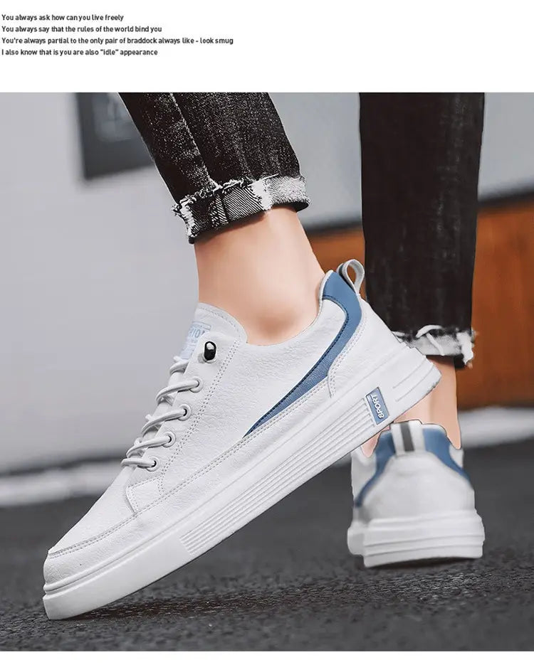 Men’s Spring And Autumn Leather Casual Sneakers