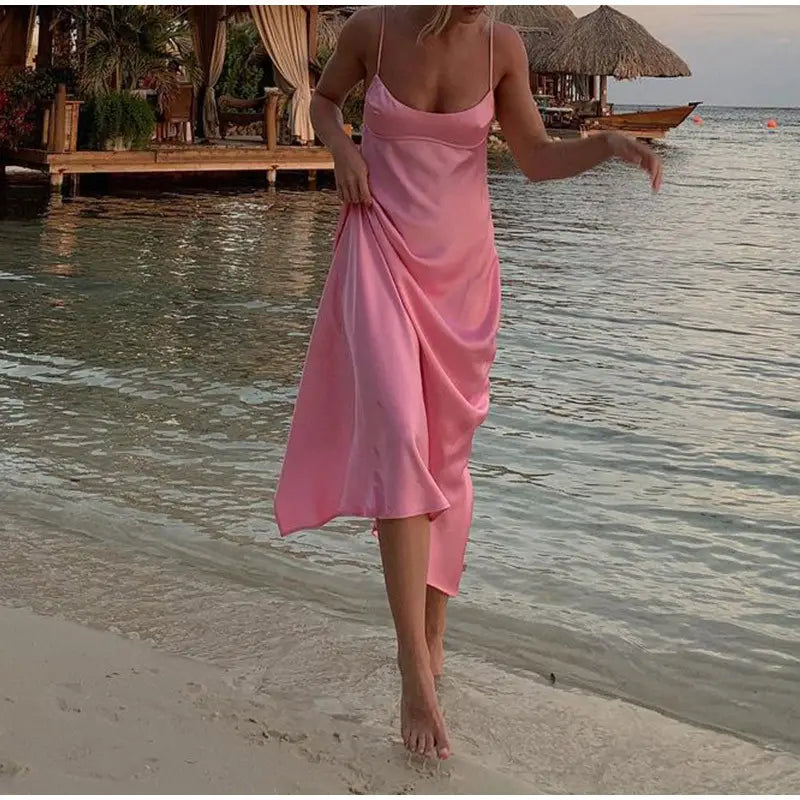 Women Camis Satin Long Dresses