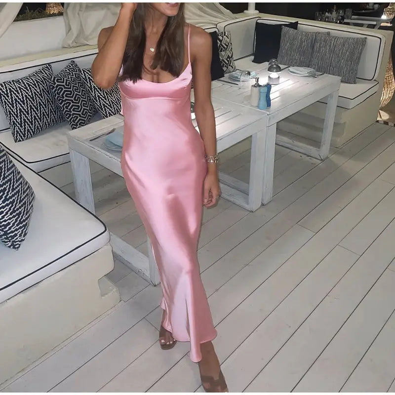 Women Camis Satin Long Dresses