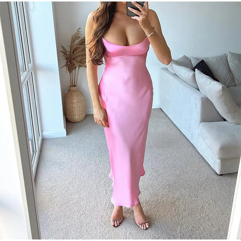 Women Camis Satin Long Dresses