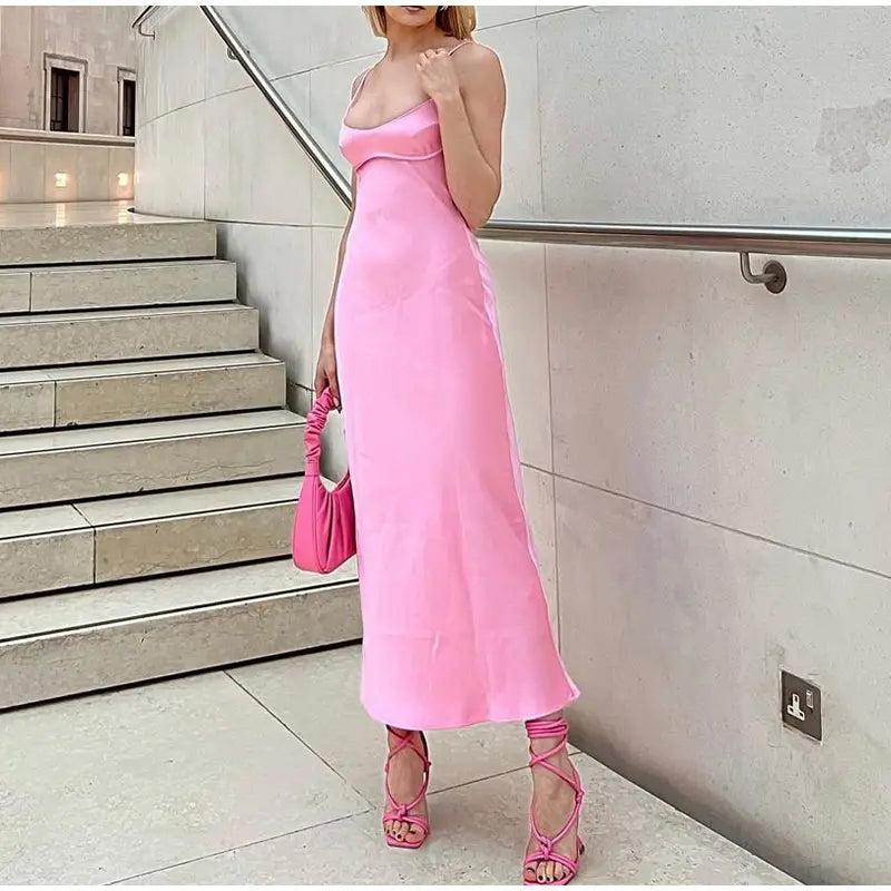 Women Camis Satin Long Dresses