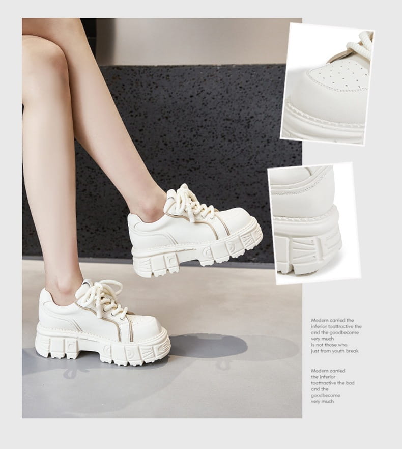 Spring Muffin Bottom Fashion All-match Height Increasing Casual Leather Shoes