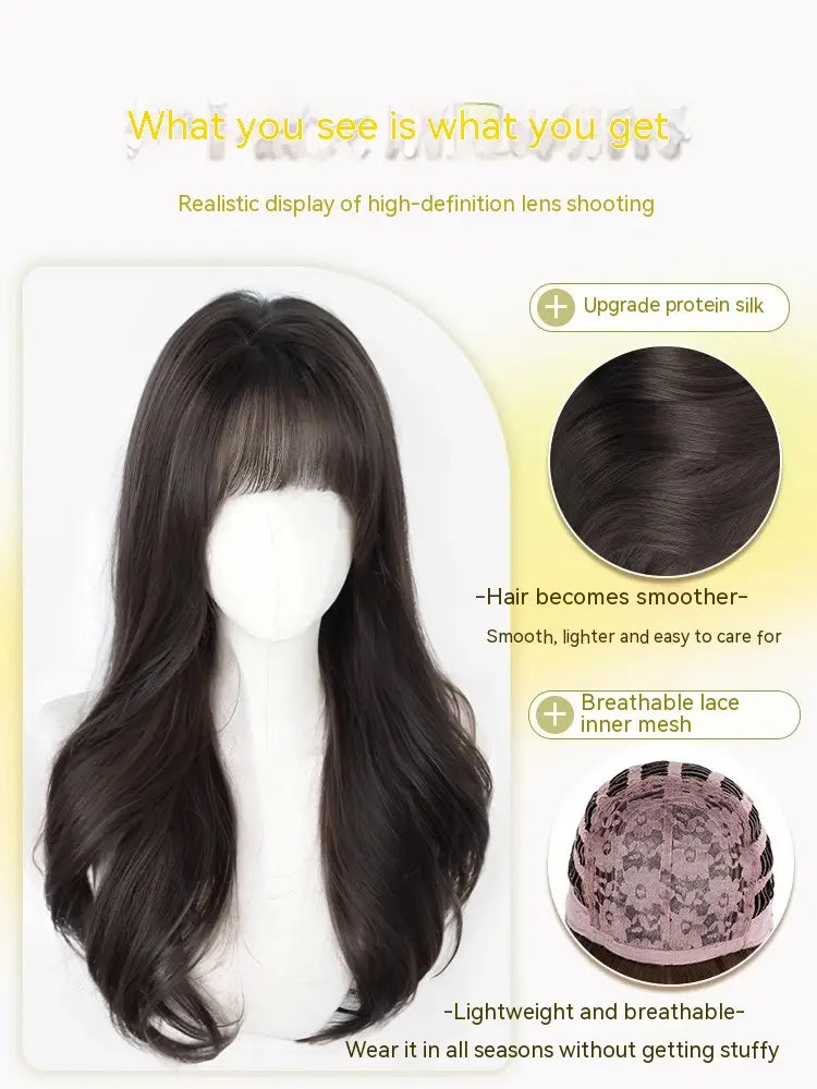 Wig Women’s Long Hair Full-head Wig-style Curly Hair Seamless Wig Sheath