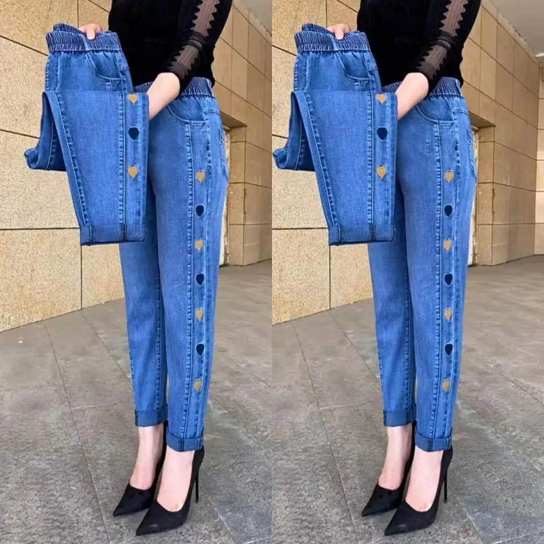 Women’s Plus Size Thin High Waist Stretch Jeans