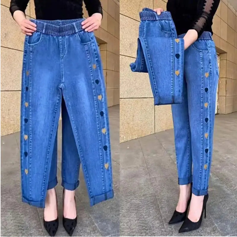 Women’s Plus Size Thin High Waist Stretch Jeans