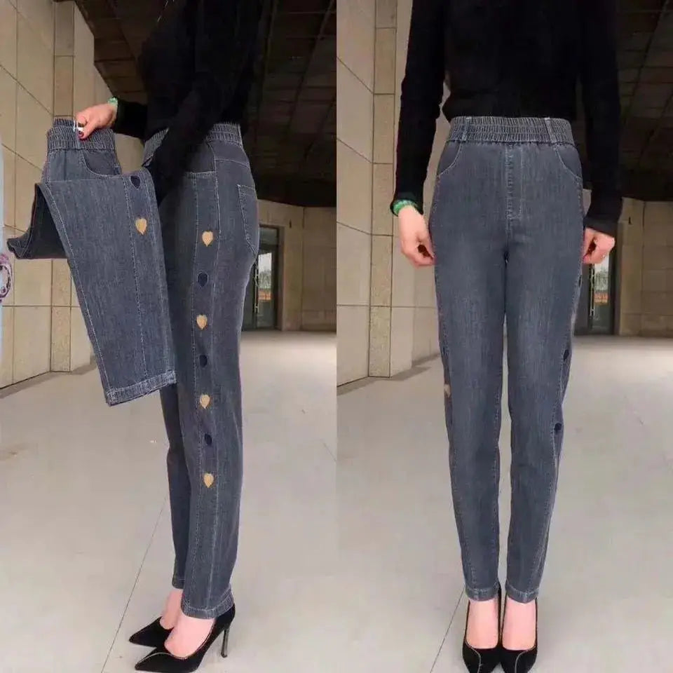 Women’s Plus Size Thin High Waist Stretch Jeans