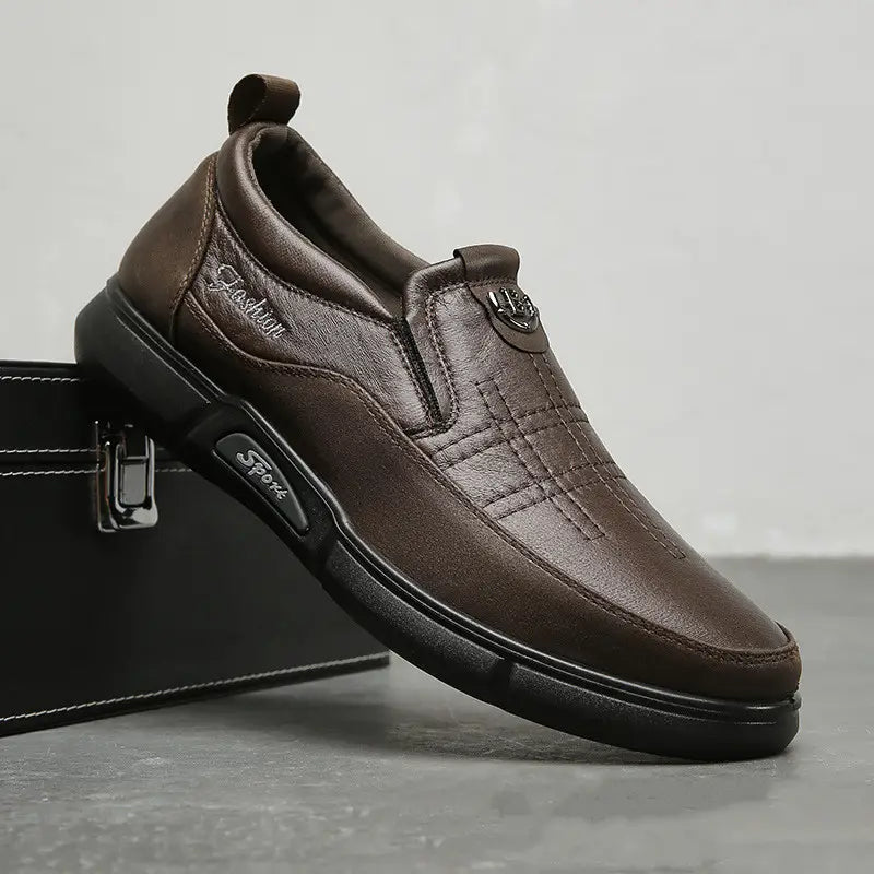 Men’s Leather Shoes Daddy’s Shoes For Middle-aged And Elderly People Soft Bottom