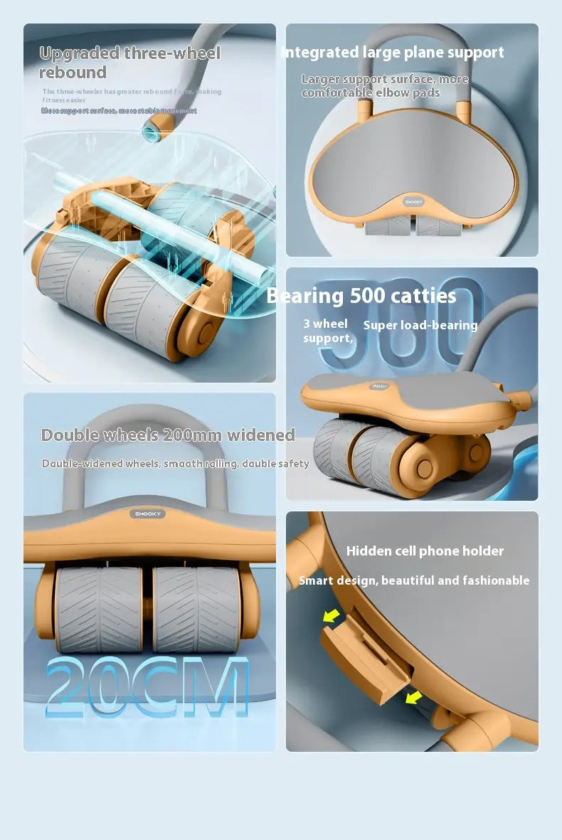 Three-wheel Abdominal Wheel Automatic Rebound Home Fitness Equipment