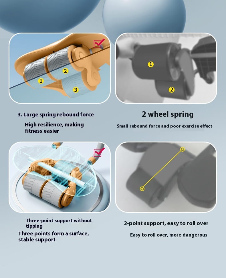 Three-wheel Abdominal Wheel Automatic Rebound Home Fitness Equipment