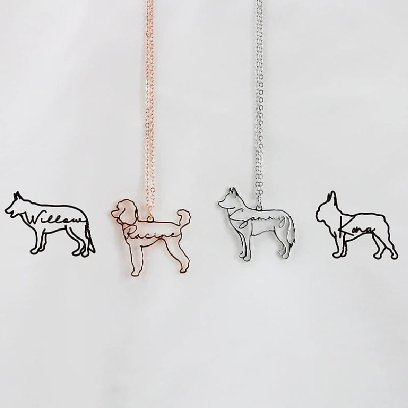 Customized Pet Shape Name Pendant Stainless Steel Necklaces For Women Personalized Cat Necklace Animal Memorial For Pet