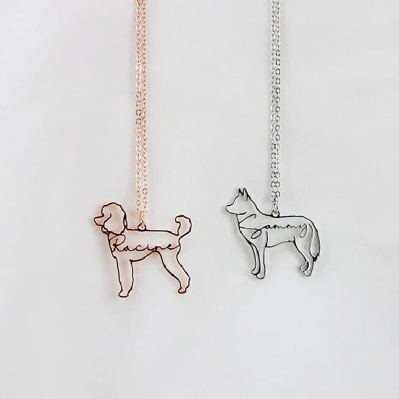 Customized Pet Shape Name Pendant Stainless Steel Necklaces For Women Personalized Cat Necklace Animal Memorial For Pet
