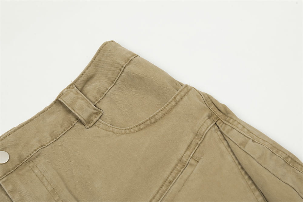 Multi-pocket Denim Straight-leg Trousers Men