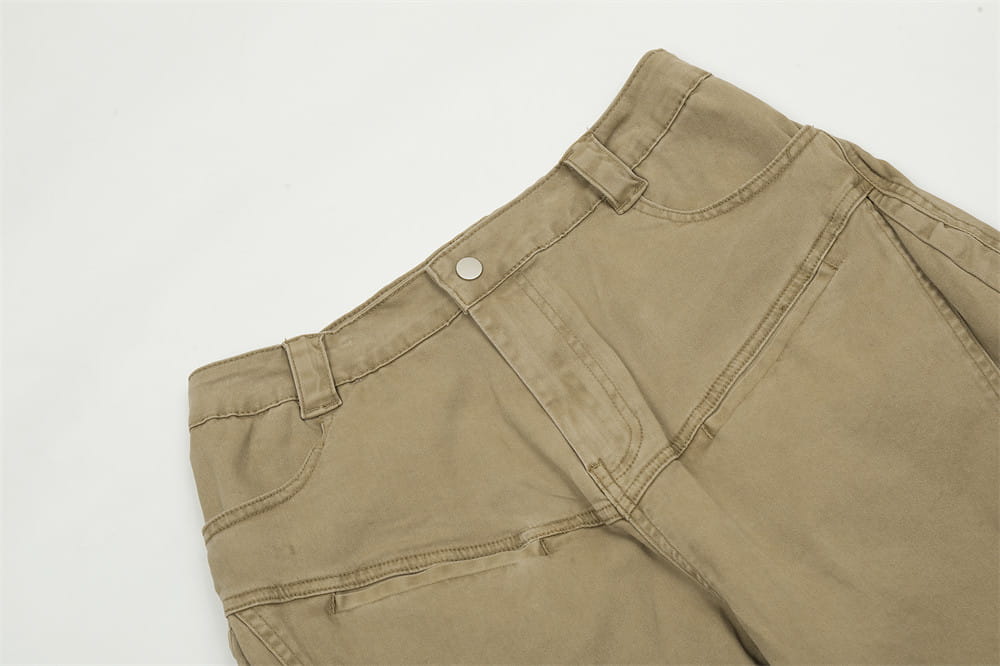 Multi-pocket Denim Straight-leg Trousers Men