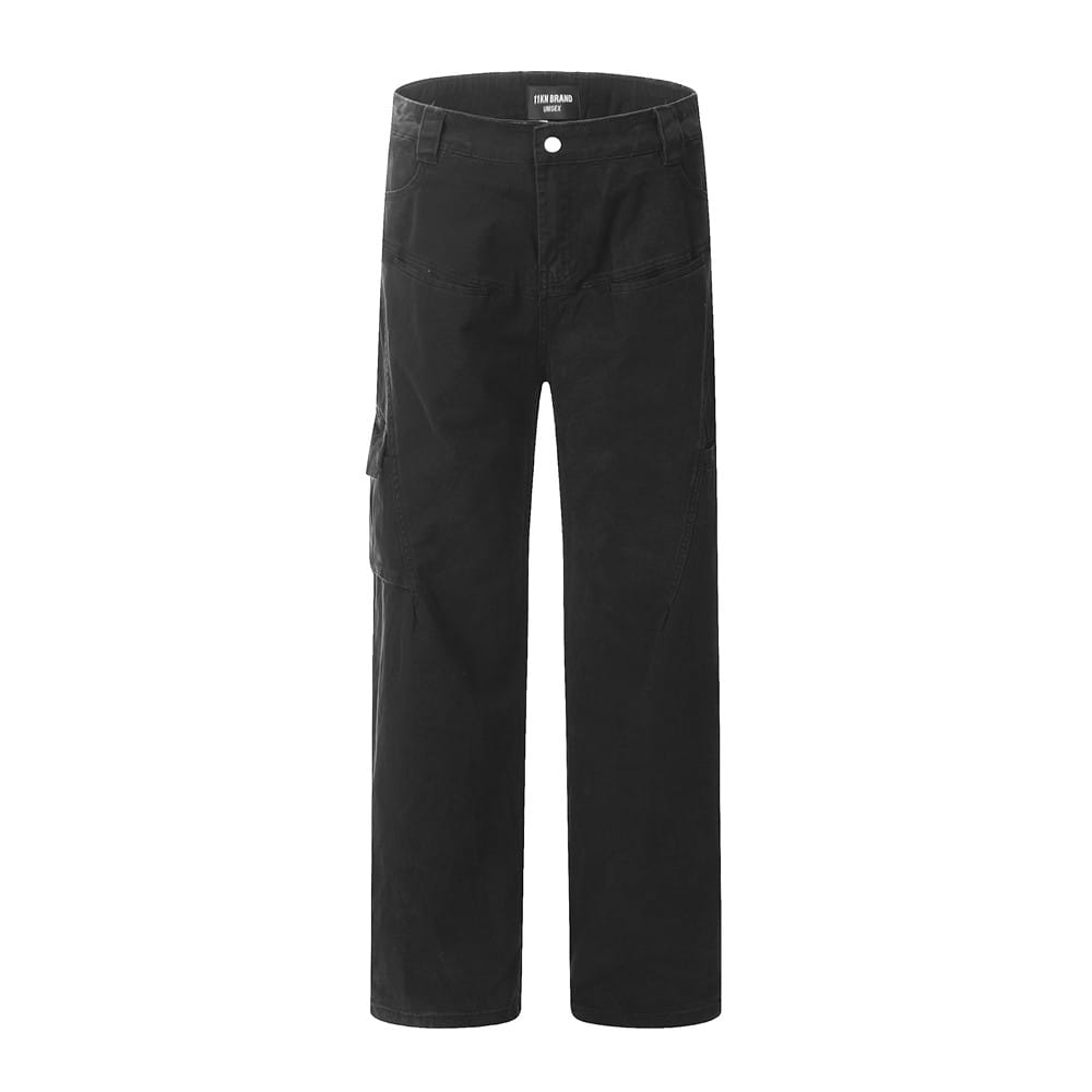 Multi-pocket Denim Straight-leg Trousers Men