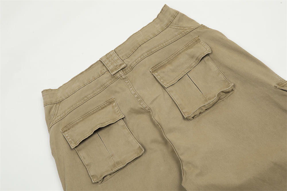 Multi-pocket Denim Straight-leg Trousers Men