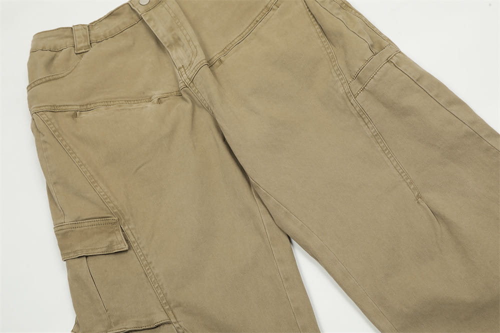 Multi-pocket Denim Straight-leg Trousers Men