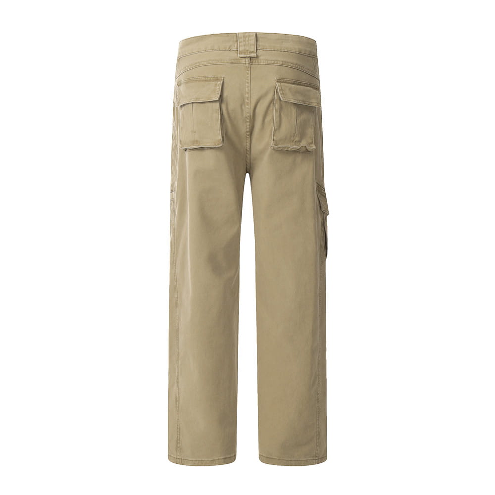 Multi-pocket Denim Straight-leg Trousers Men