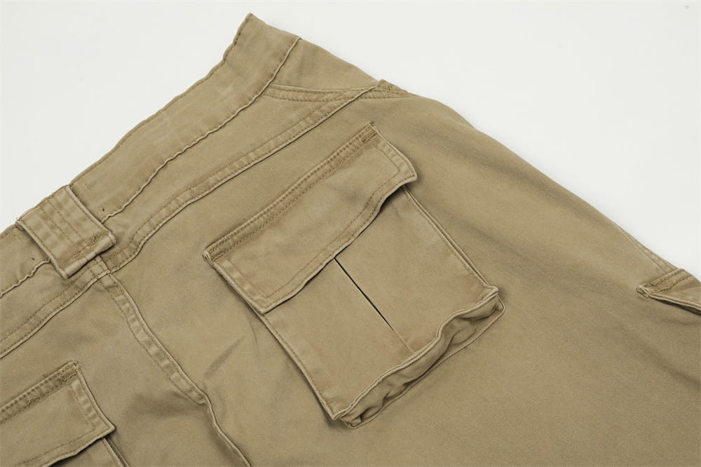 Multi-pocket Denim Straight-leg Trousers Men