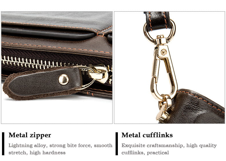 Business Double Pocket Men’s Wallet Long Wallet Multiple Card Slots Genuine Leather Men’s Clutch Clutch