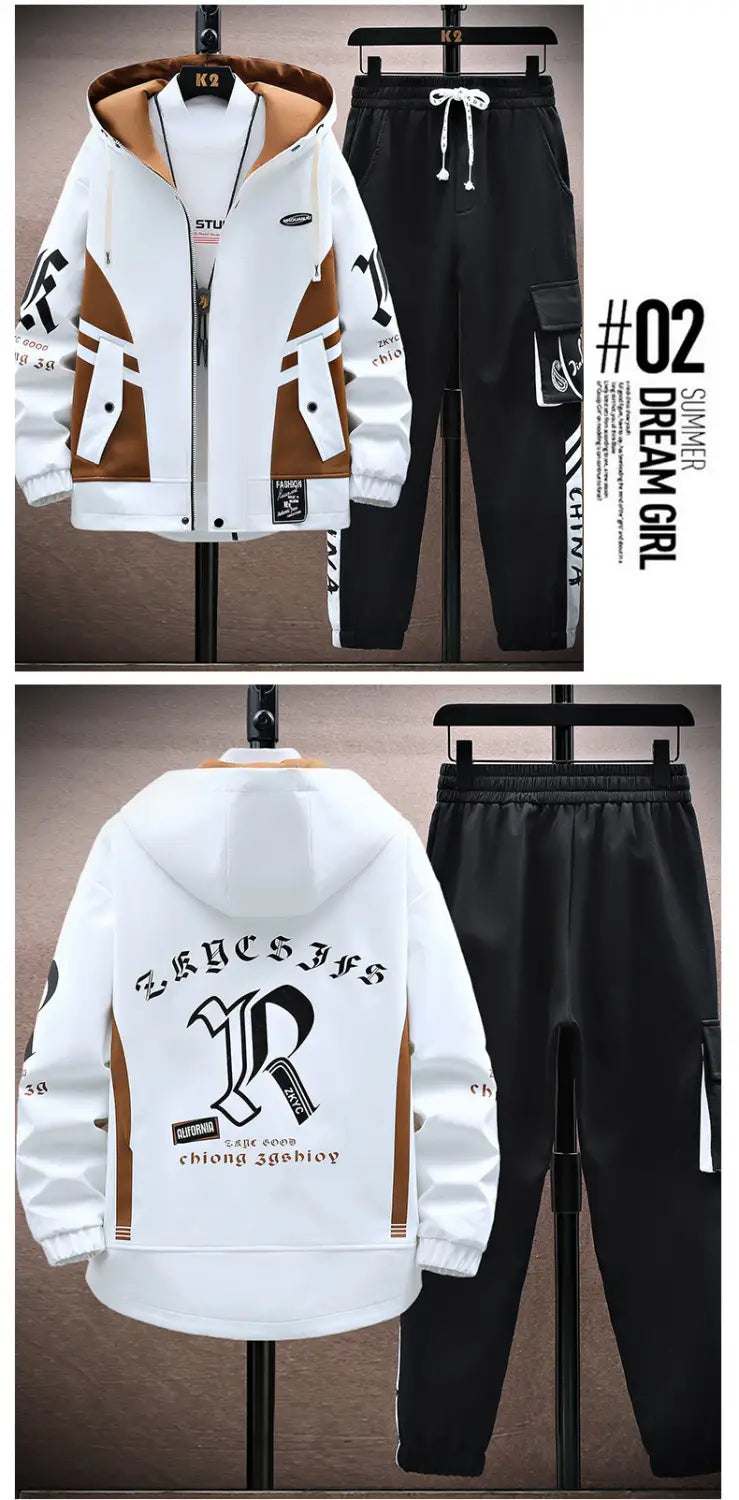Fall Jacket Trousers Men Leisure Set