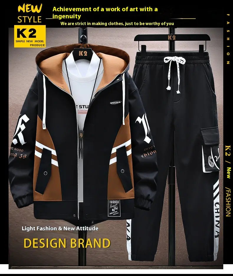 Fall Jacket Trousers Men Leisure Set