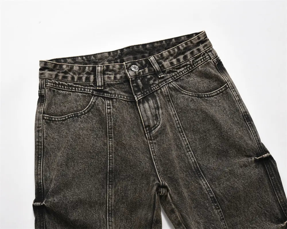 Pleated Loose Denim Trousers Men