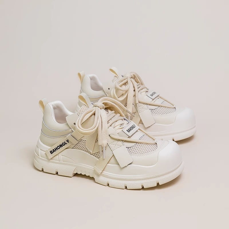 Super Hot Mech Style Authentic Leather Clunky Sneakers