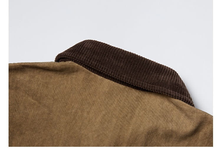 Washed Old Contrast Color Lapel Long Sleeve Shirt Men