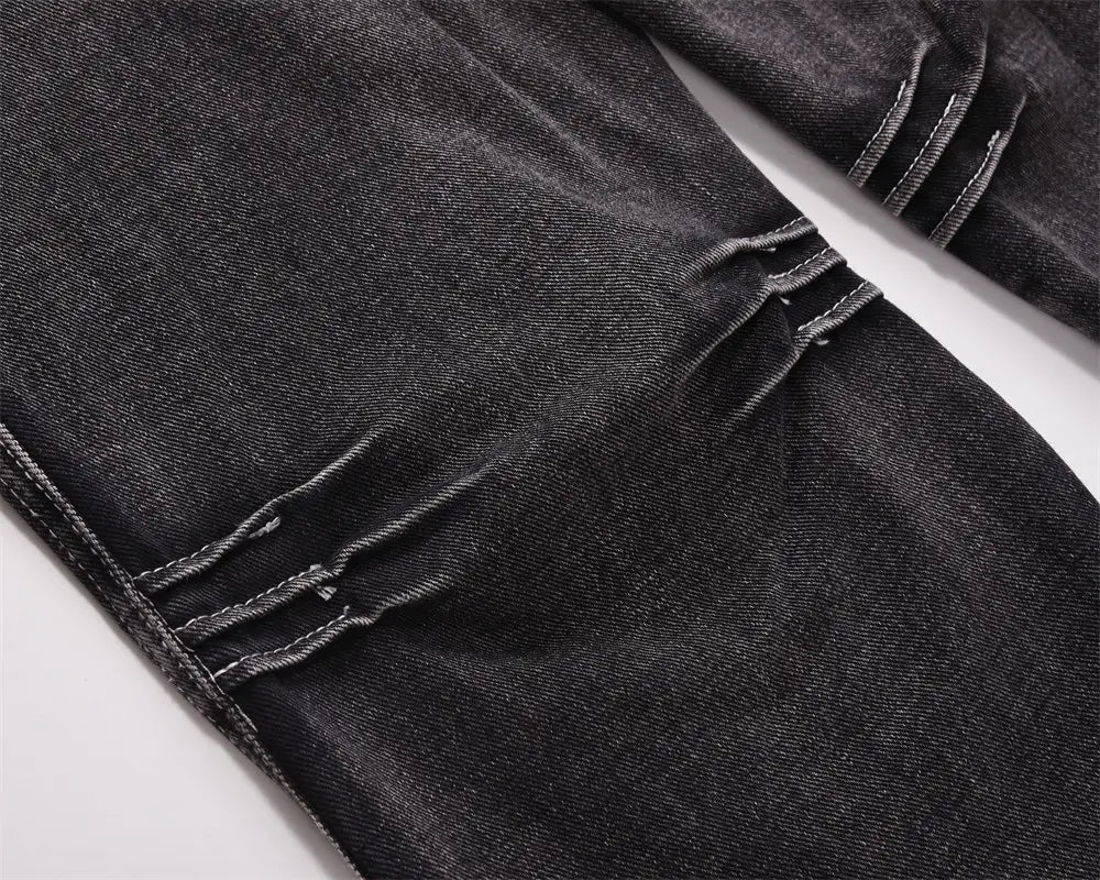 Washed Old Wide Leg Denim Trousers For Men
