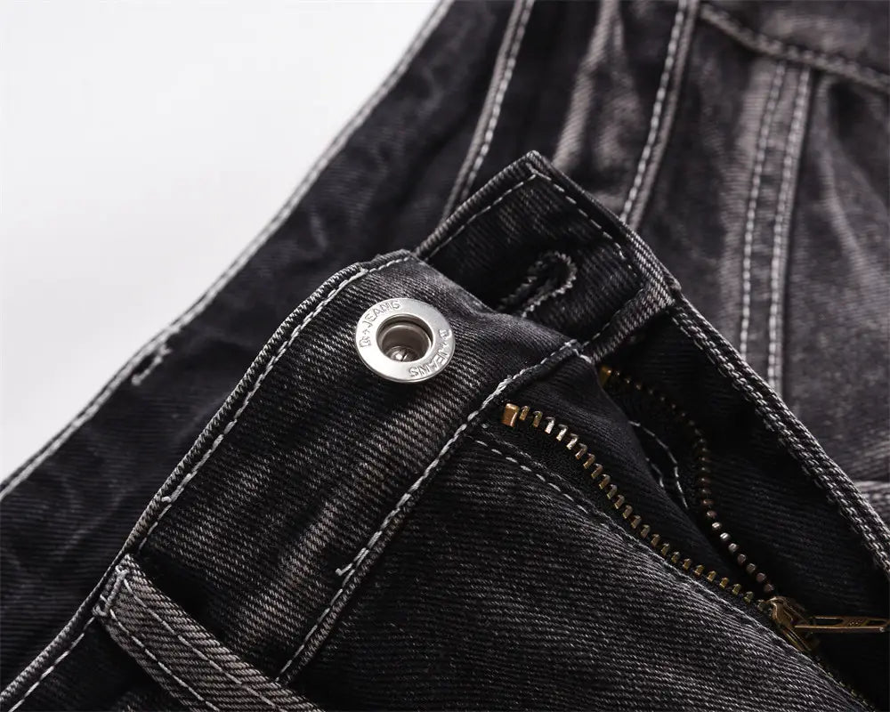 Washed Old Wide Leg Denim Trousers For Men