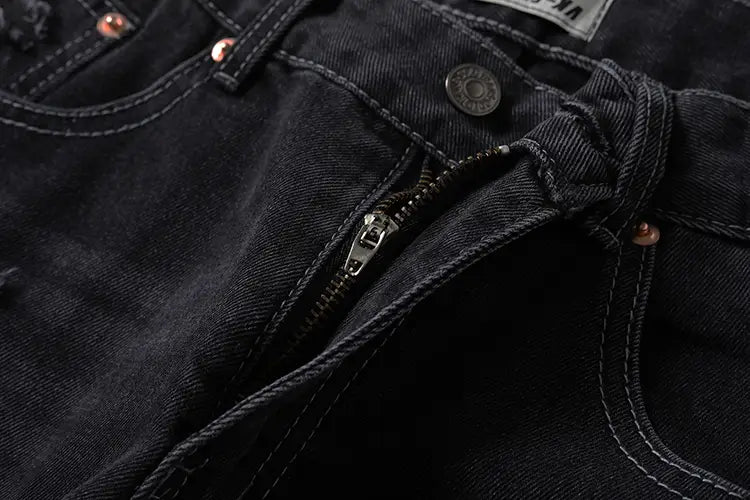 Washing Hole Denim Bootcut Trousers Men