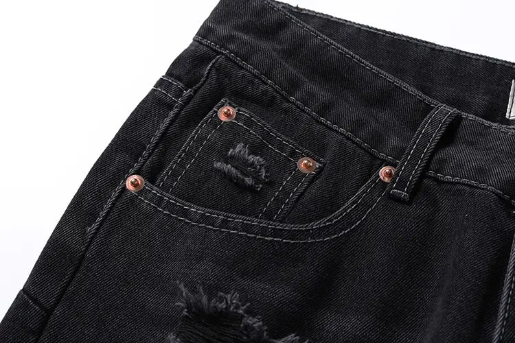 Washing Hole Denim Bootcut Trousers Men